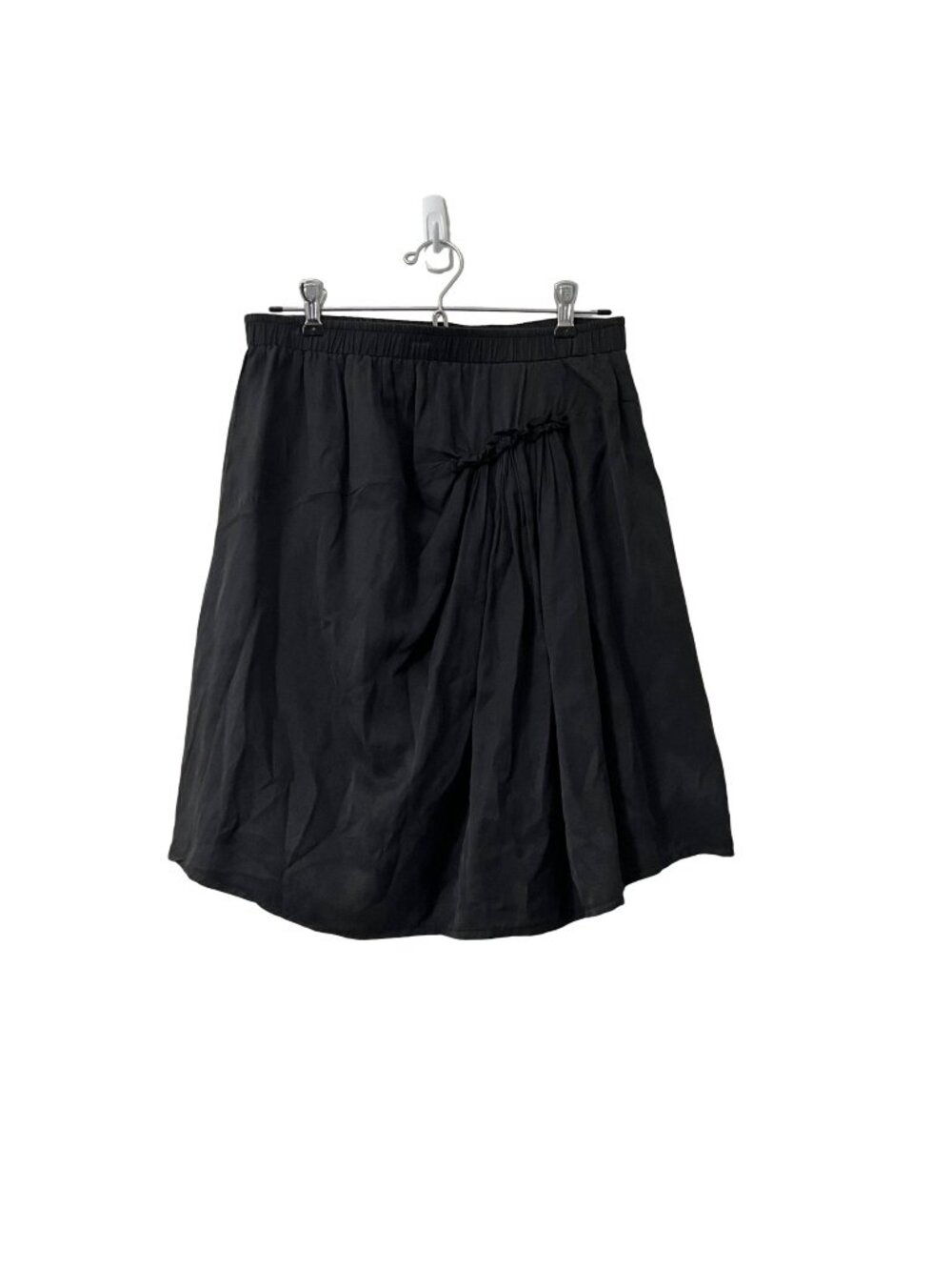 Clu Womens Black Silk Blend Gathered Flared Skirt Size Medium USA